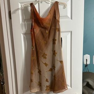 Floral Sleeveless Dress in Orange and Brown